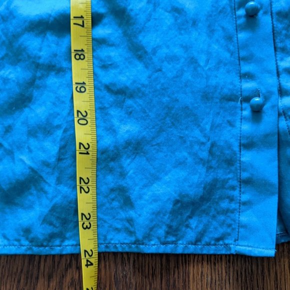 Talbots Teal Ruffle Neck Cotton/Silk Blouse - Sz 8 - Picture 12 of 12